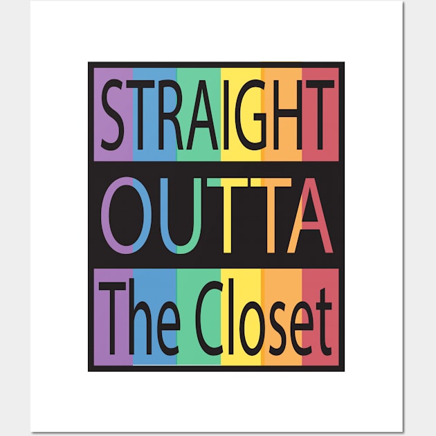 Straight Outta The Closet Cute Rainbow Tee Gay Pride Wall Art by geekspeaker